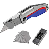 WORKPRO Cúter Plegable de Cambio Rápido con Mango Cómodo Cuchillo Profesional para Uso Diario y Trabajo con 10 Cuchillas…